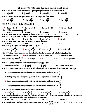 37 Câu trắc nghiệm Toán học 12 - Số phức (Có đáp án)